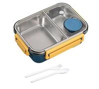 Générique Lunch Box, Stainless Steel Portable, Leak-Proof & Stackable, With Tableware And Divided Compartments,For Office, Travel, Field Lodgings (Two squares-yellow)