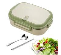 Générique Lunch Containers, Metal Lunches Container, Microwave Safe Meal Prep Box, Compartment Food Storage with Spoon and Chopsticks for Kids, Adults, School, Work, 9.06x6.5x3.15 Inches