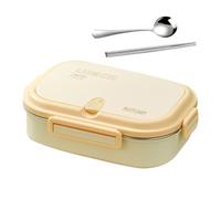 Générique Lunch Containers, Metal Lunches Container, Microwave Safe Meal Prep Box, Compartment Food Storage with Spoon and Chopsticks for Kids, Adults, School, Work, 9.06x6.5x3.15 Inches