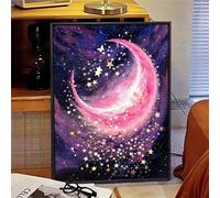 Générique Lune Peinture par Numéro Adulte avec Cadre 21 x 28 cm, DIY Peinture Numéro Adulte Paysage, Coloriage Numéroté Kit avec Pinceaux et Peintures Acryliques, Décoration Murale Salon, *700