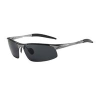 Générique Lunette Velo Homme Sunglasses Mens Classic Sports Driving Sun Glasses UV400 Luxury Male Aluminum Frame(Original Zipper Case,Black Red)