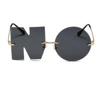 Générique Lunettes De Fête Sans Monture Lettre NO - Lunettes Fantaisie Originales Modèle Surdimensionné Monture Métal Lentille PC | Robuste Haute Qualité Design Pro Kit 1 Paire