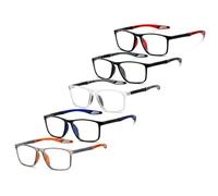 Générique Lunettes de Lecture Homme Femme Anti Lumière Bleue, Lunettes Loupe de Vue Rectangle Flexible, Antichoc Ultra Légères avec Charnières Ressort pour Ordinateur(Black Red,4.0x)