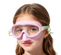 Générique Lunettes de Natation avec Cache-Nez,Verres de Natation Anti-buée Grand Angle 180° - Anti-Nœuds dans les Cheveux Étanches pour,Pour Lac Snorkeling Plage Piscine Filles Garçons 4-16 Ans
