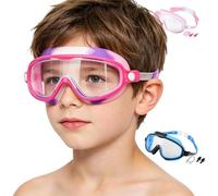 Générique Lunettes De Natation Enfant - Verres Anti-Buée UV À Vision Large,Avec Pince-Nez, Bouchons Auditifs, Sangle Réglable Sans Fuite, Lunettes De Natation Fille | 3-14 Ans, Piscine, Extérieur,