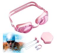 Générique Lunettes De Natation - Set Complet avec Lunettes Transparentes, Pince Nez et Bouchons d'Oreilles - Grand de Vision Apprentissage Nage avec Étui Équipement Hommes Plongée Rivière Plage
