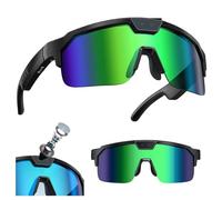 Générique Lunettes De Soleil De Sport, Lunettes Intelligentes IA pour Cyclisme avec Caméra 1200p, Traduction Simultanée, Rédaction De Comptes-Rendus De Réunion, Activation Vocale(Green)