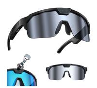 Générique Lunettes De Soleil De Sport, Lunettes Intelligentes IA pour Cyclisme avec Caméra 1200p, Traduction Simultanée, Rédaction De Comptes-Rendus De Réunion, Activation Vocale(Silver)