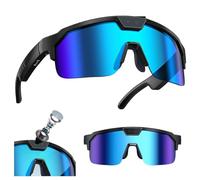 Générique Lunettes De Soleil De Sport, Lunettes Intelligentes IA pour Cyclisme avec Caméra 1200p, Traduction Simultanée, Rédaction De Comptes-Rendus De Réunion, Activation Vocale(Blue)