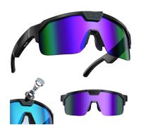 Générique Lunettes De Soleil De Sport, Lunettes Intelligentes IA pour Cyclisme avec Caméra 1200p, Traduction Simultanée, Rédaction De Comptes-Rendus De Réunion, Activation Vocale(Purple)