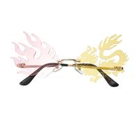 Générique Lunettes de Soleil Dragon sans Monture Jaunes, Accessoires Photo Créatifs en PC et Métal, Confortables et Protectrices pour Soirée Fête Amusante