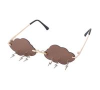 Générique Lunettes de Soleil Party Cloud sans Monture pour Visage Fin, Design Nuage et Éclair, Accessoire Mode Soirée Rave, Protection Uv, 14.6X14X4.1 CM