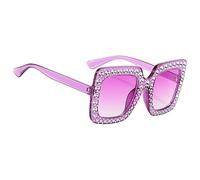 Générique Lunettes De Soleil Strass - Nuances Bling Carrées Surdimensionnées | Lunettess De Mode En Étincelant | Unisexes De Style Disco À Monture Épaisse, Accessoire De Fête À Paillettes,