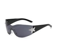 Générique Lunettes de Soleil Y2K for Femmes, Lunettes de Soleil enveloppantes sans Monture 2000S Trendy Oversized Fashion Frameless Y2K Lunettes Shades (Color : As Shows, Size : Black Black)