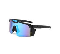Générique Lunettes de Sport Polyvalentes, Protection UV400, Pour Cyclisme, Course à Pied, Pêche et Randonnée, Monture Grise, Verres PC (Black/Blue)