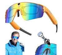 Générique Lunettes Intelligentes à IA avec Caméra, Lunettes De Sport avec Enregistrement Vidéo HD 8 MP, Stabilisation d'image, Assistant Vocal Intelligent à IA avec Traduction en Temps Réel(Orange)
