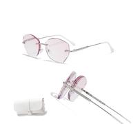 Générique Lunettes Loupe Femmes Anti-Lumière Bleue Lunettes De Lecture À Monture Rectangulaire Légère Filtre UV Lunettes Pour Lire Protection Yeux Avec Étui À Lunettes Branches À Ressort(Argent,1)