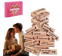 Générique Lust Tower Couples Block Game, 48 Pcs Wooden Tumbling Tower, 5 Languages, Romantic Stacking Game for Date Night, Valentine Party, and Fun Couples Games for Adults (Italian,Wood)