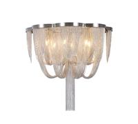 Générique Lustre à pampilles en chaîne scandinave, lampe suspendue de plafond argentée, éclairage lustre LED for salon et salle manger,lampe suspendue