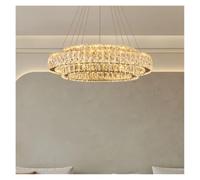 Générique Lustre, Anneau d'or de luxe LED lustres en cristal éclairage à la maison salon salle manger Villa décoration plafond pendentif lumières luminaire intérieur(D90cm,NEUTRAL_GOLD LIGHT BODY)