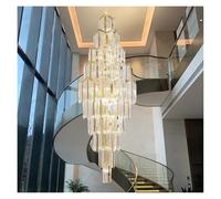 Générique Lustre, Design Villa High Ceiling Living Room Crystal Light Hotel Lobby Long chandelier Duplex Simple Rotating Stairwell PendantLamp(Cold,Diameter70cm H200cm)