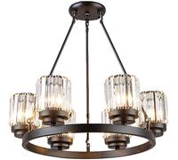 Générique Lustre en cristal de style européen moderne minimaliste salon plafonnier en métal rétro salle à manger 6 tête lustre rond lampes en fer forgé,lustre