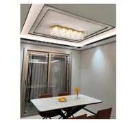 Générique Lustre, Gold/Silver Light Luxury Wave Rectangle Dining Room Aisle Crystal Ceiling Round Entry Living Bedroom K9(Silver,Warm,Square L70cm)