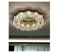 Générique Lustre, Gold/Silver Light Luxury Wave Rectangle Dining Room Aisle Crystal Ceiling Round Entry Living Bedroom K9(Gold,Warm,Round D80)