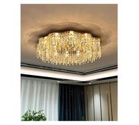 Générique Lustre, Gold/Silver Light Luxury Wave Rectangle Dining Room Aisle Crystal Ceiling Round Entry Living Bedroom K9(Silver,Warm,Round D60)