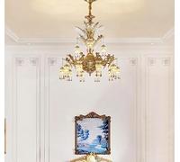 Générique Lustre, Lustre de luxe européen en laiton et cristal for salon, style baroque français, suspension ange rétro, luminaire for villa duplex hall d'entrée