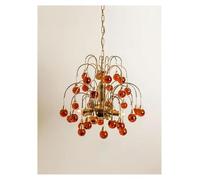 Générique Lustre, Lustre en verre de Murano italien, suspension cristal violet et rouge, lampe suspendue V-intage forme larme cerisier for salon ou chambre à coucher(3 Color Change,Red Big D80 H80cm)