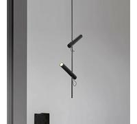 Générique Lustre, Lustre minimaliste noir à LED, ampoule GU10, en fer et acier, orientable, suspension for salon ou chambre, 1/2/3 pouces(2 Lights-Steel,Warm White)