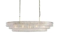 Générique Lustre, Lustres de plafond en verre gris 2025, lampes suspendues rondes classiques for, éclairage décoration intérieure, lustres dorés, Lamparas(Natural light,L140cm clear)