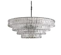 Générique Lustre, Lustres de plafond en verre gris 2025, lampes suspendues rondes classiques for, éclairage décoration intérieure, lustres dorés, Lamparas(Warm light,Black clear 90cm)