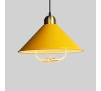 Générique Lustre, Lustres industriels de Couleur de Mode Luminaires Suspendus en Fer personnalisés - Lampe Suspendue réglable en métal Macaron Suspension d'éclairage de Plafond(Yellow,16.1in)
