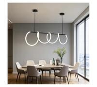 Générique Lustre, Modern Long Hose LED Chandelier Adjustable Suspension Pendant Light for Dining Table Kitchen Island Bar Restaurant(Remote,Black 150 cm)