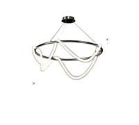 Générique Lustre, Modern Long Hose LED Chandelier Adjustable Suspension Pendant Light for Dining Table Kitchen Island Bar Restaurant(Remote,Black round 80 cm)