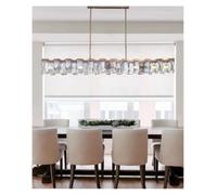 Générique Lustre moderne, 2025 Design classique coloré cristal pendentif LED lumière longue for Table à manger décor barre de luxe Lampen la maison suspension lampe(L125cm,Warm)