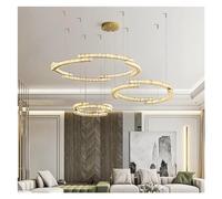 Générique Lustre moderne, Lustre moderne cristaux pendentif Led lumières Foyer de luxe suspendu lumière en acier cercle Luminarias luminaires(2 ring D100 80cm)