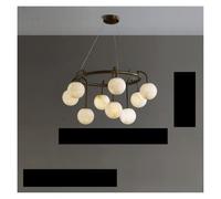 Générique Lustre, Natural Marble Balls Chandelier Hanging Lamp Dining Room Kitchen Island Luxury Pendant Light Stone Modern Design Decoration(70cm Black,Warm)