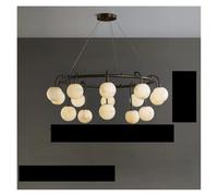 Générique Lustre, Natural Marble Balls Chandelier Hanging Lamp Dining Room Kitchen Island Luxury Pendant Light Stone Modern Design Decoration(100cm Black,Warm)