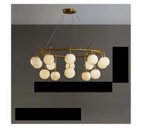 Générique Lustre, Natural Marble Balls Chandelier Hanging Lamp Dining Room Kitchen Island Luxury Pendant Light Stone Modern Design Decoration(100cm Brass,Warm)