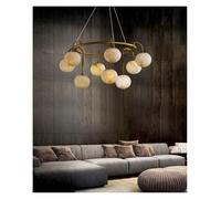 Générique Lustre, Natural Marble Balls Chandelier Hanging Lamp Dining Room Kitchen Island Luxury Pendant Light Stone Modern Design Decoration(70cm Brass,Neutral)