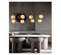 Générique Lustre, Natural Marble Balls Chandelier Hanging Lamp Dining Room Kitchen Island Luxury Pendant Light Stone Modern Design Decoration(L100cm Brass,Changeable)