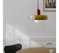 Générique Lustre rétro nordique en verre, suspension médiévale, lampe de chevet créative, verte(Tri colored light,A-Dia25cm)