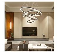 Générique Lustres de plafond LED ronds luxe for salon, salle à manger, escalier, lampe suspendue moderne, luminaires décoratifs for la maison,Lustres(Brown 4 ring 30 40 60 80)