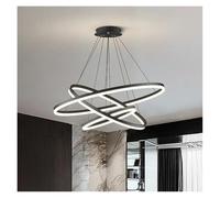 Générique Lustres de plafond LED ronds luxe for salon, salle à manger, escalier, lampe suspendue moderne, luminaires décoratifs for la maison,Lustres(Black 3 ring 40 60 80)