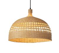 Générique Lustres, Lighting Farmhouse Bamboo Ceiling Chandelier Lamp Chinese Style Wicker Shade Woven Basket Living Room Bar Dining Hanging Light,E27