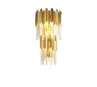 Générique Lustres, Lustre design Art Déco moderne en acier inoxydable et cristal doré, collection 2025, suspension lumineuse for hall d'entrée ou salle à manger(White light,Wall lamp B)