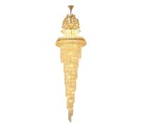 Générique Lustres, Lustre suspendu en cristal K9 impérial doré de style européen, idéal for les halls d'hôtel, salons et escaliers(D40cm H120cm,3-color light)